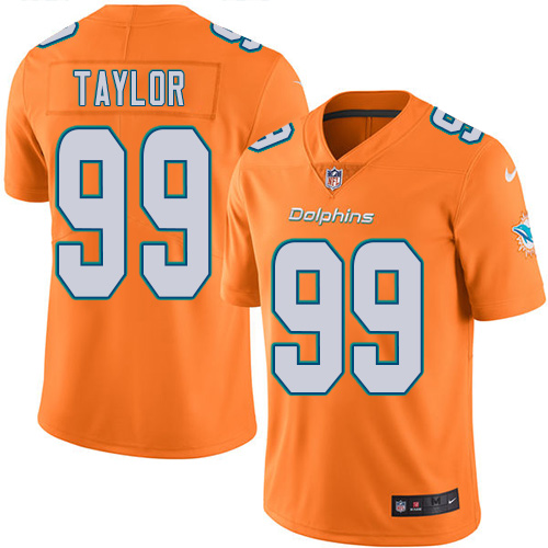 Men's Limited Jason Taylor Nike Jersey Orange - #99 Rush NFL Miami Dolphins